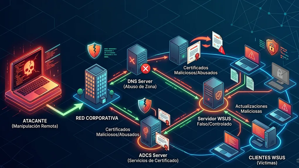 Cover image: Comprometiendo clientes WSUS mediante ADCS y DNS Zone Abuse